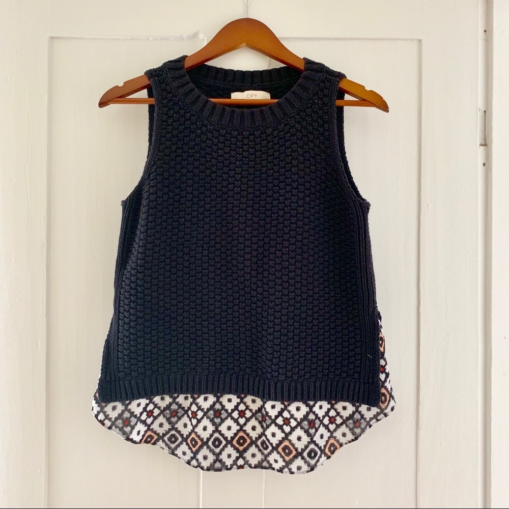 LOFT mixed media top, size medium